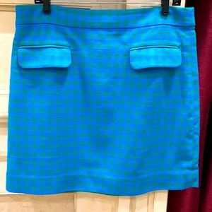J. CREW front pocket blue and green check mini skirt sz 12